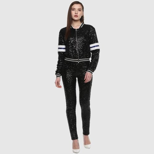 Black Sequin Baseball jacket