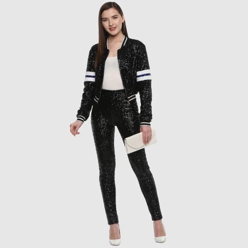 Black Sequin Track pant